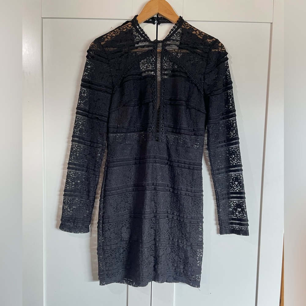 Long sleeve black lace dress - size medium - worn once - low back